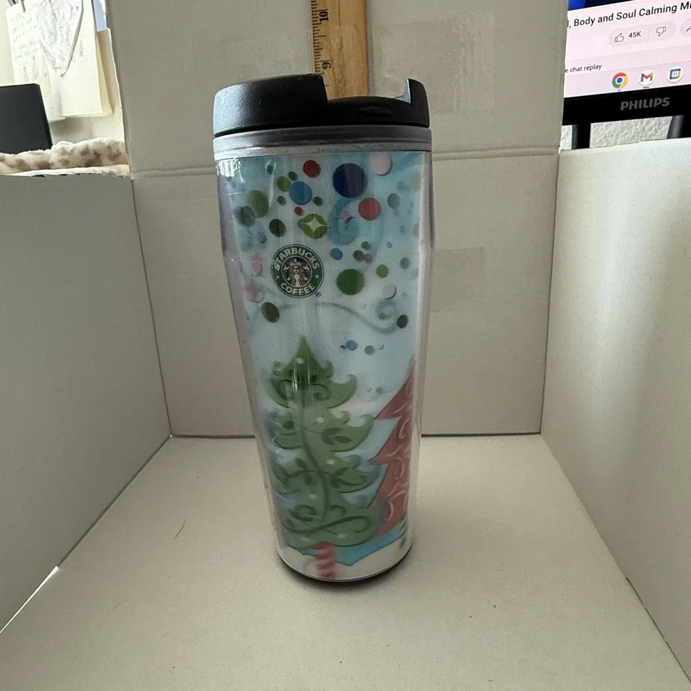 2004 Starbucks Barista Christmas Tree 3D Coffee Travel Mug Tumbler‎ Design 16 Oz
